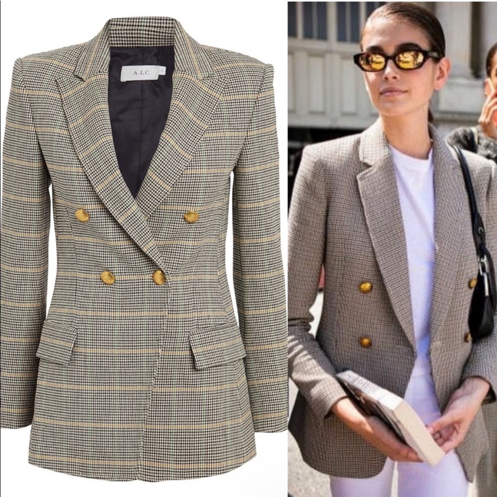 A.L.C. Sedgwick II Double Breasted Plaid Check Houndstooth Blazer in Size 2